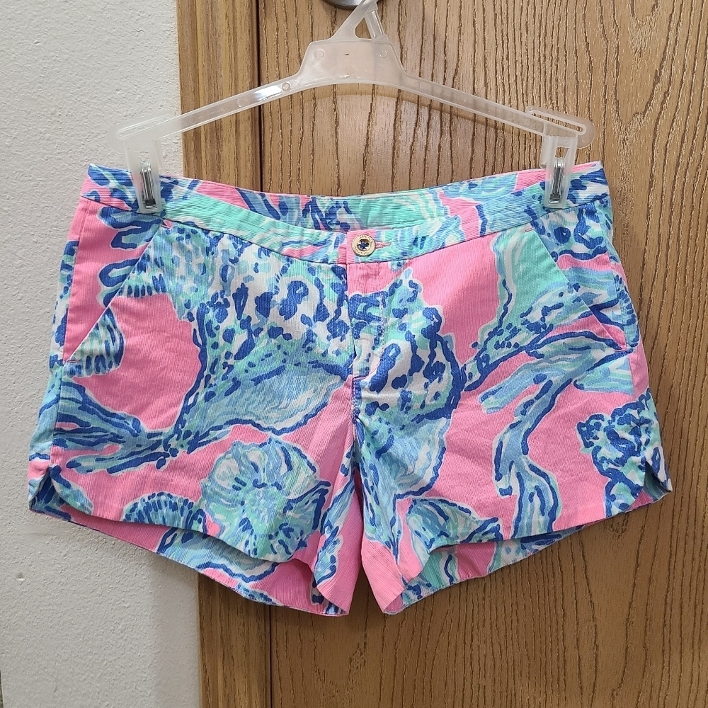 Lilly Pulitzer Adie Shorts Pink Pout Barefoot Princess Seashell Coral Preppy